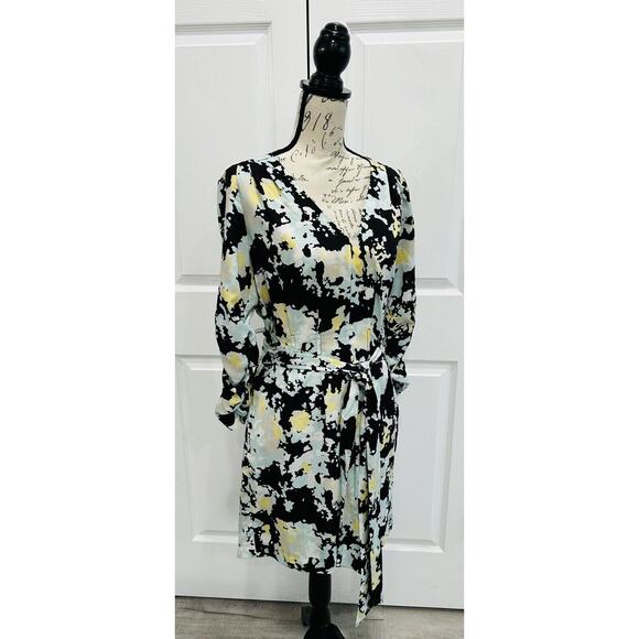 DKNYC NWT Black Multi-color Fit & Flare Dress Belt Shirred Sleeves Size 4 - Picture 4 of 8